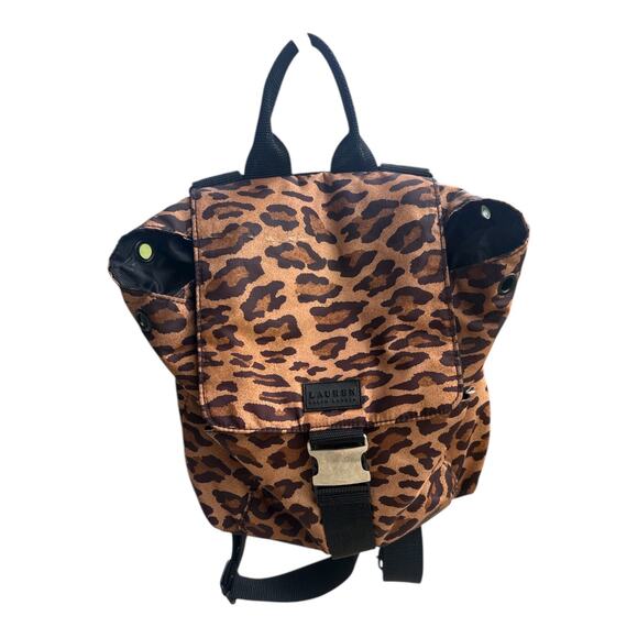 LAUREN‎ Ralph Lauren Leopard Mini Nylon Backpack Buckle - Picture 1 of 10
